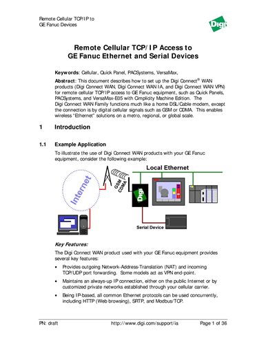 Acceso remoto celular TCP/IP a los dispositivos Ethernet y serie de GE Fanuc 