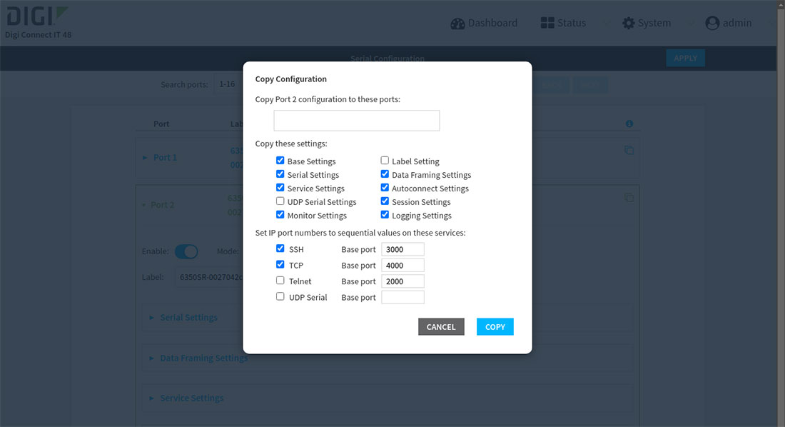 Copiar configuración