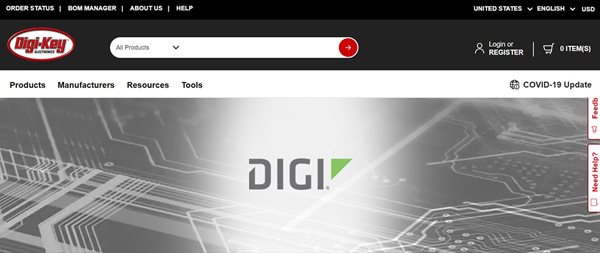 Página de productos Digi en Digi-Key