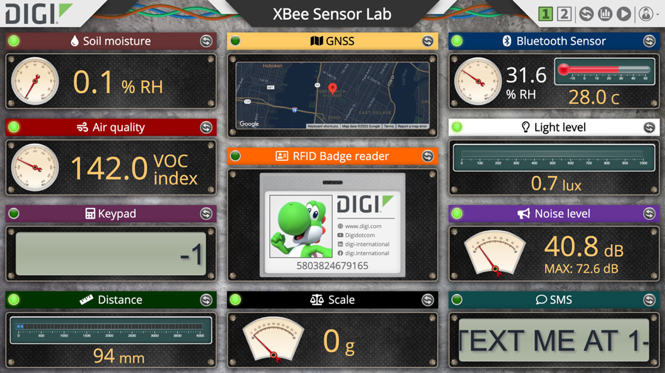 Digi XBee Cuadro de mandos de Sensor Lab