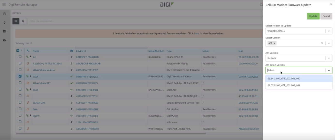Actualizaciones de firmware en Digi Remote Manager