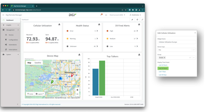 Panel de personalización en Digi Remote Manager