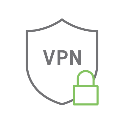 Icono de escudo con texto VPN que simboliza un servicio VPN seguro.