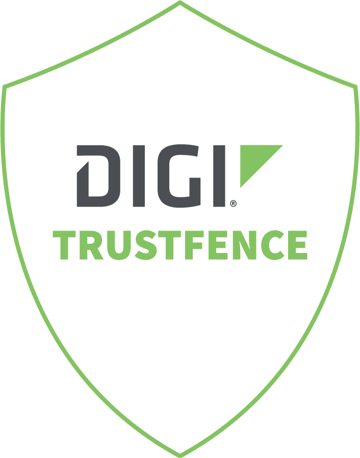 Icono de escudo con la marca de seguridad Digi TrustFence.