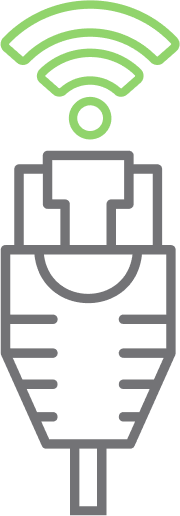 Conector Ethernet con el icono de señal inalámbrica encima