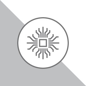 Icono de un chip informático en el borde de una red