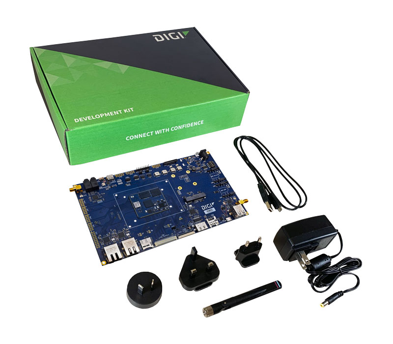 Digi ConnectCore Kit de desarrollo 93 con placa de desarrollo , i.MX 93 dual-core, NPU, 8 GB eMMC, 1 GB LPDDR4 wireless SOM