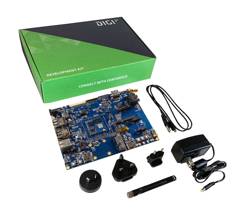 Digi ConnectCore Kit de desarrollo MP133 con placa de desarrollo y Digi ConnectCore MP133 256 MB/256 MB wireless SOM