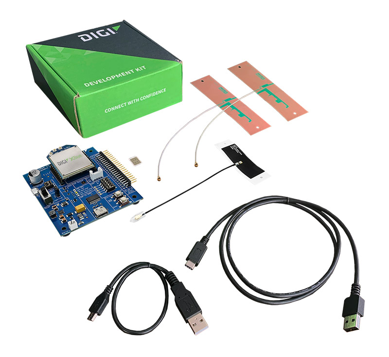 Digi XBee 3 Kit de desarrollo Global LTE Cat 4 con Digi XBee 3 Módulo Global Cat 4, antenas (2 U.FL celulares y 1 U.FL GNSS) y placa de desarrollo (XBIB-CU-TH) 